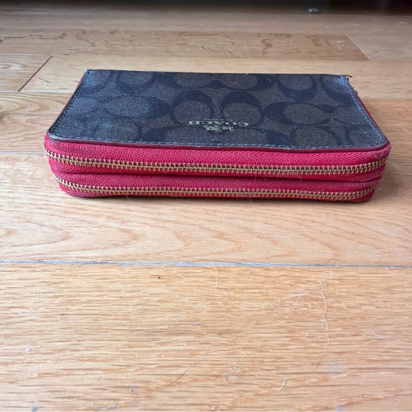 Coach Brown & Red Trim Wallet 6.5” X 4” - Picture 4 of 9
